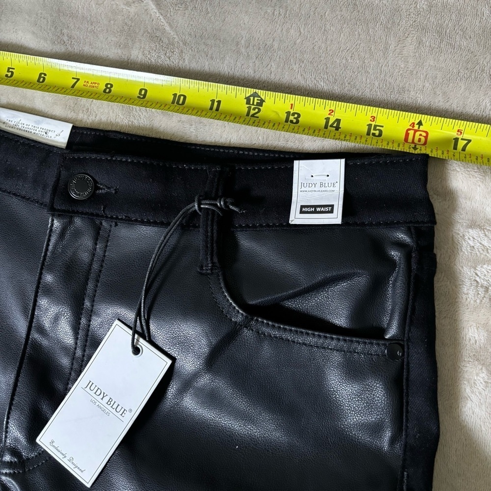 Judy Blue Faux Leather Skinny Pants Black Denim Jeans. - Picture 7 of 8